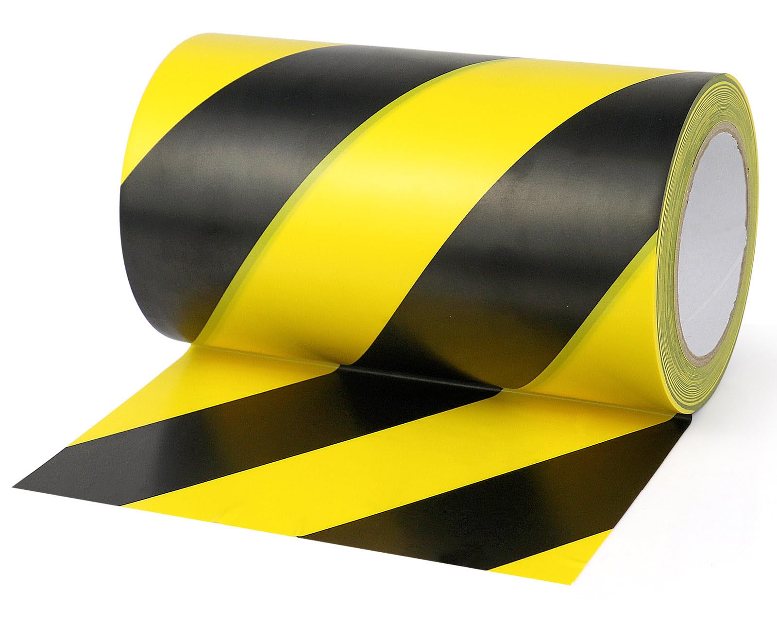 BOMEI PACK Cinta adhesiva de advertencia de peligro de PVC para etiquetado de suelo, 200 mm x 33 m, color amarillo y negro