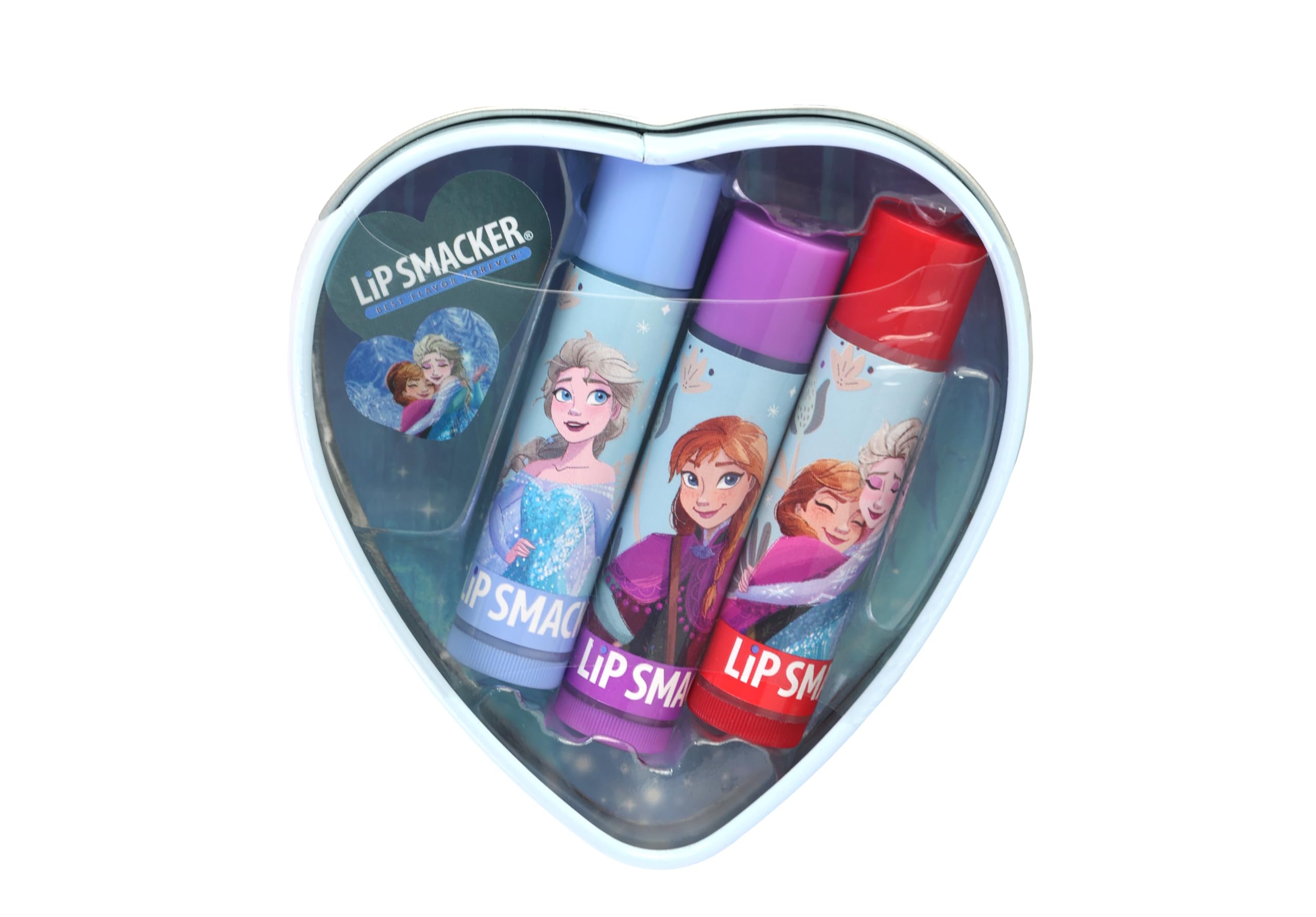 Lip Smacker Frozen, Heart Shape Tin Set, 3-Piece Frozen Themed Lip Balm Set for Girls Gift Edition 2025, Multicolor