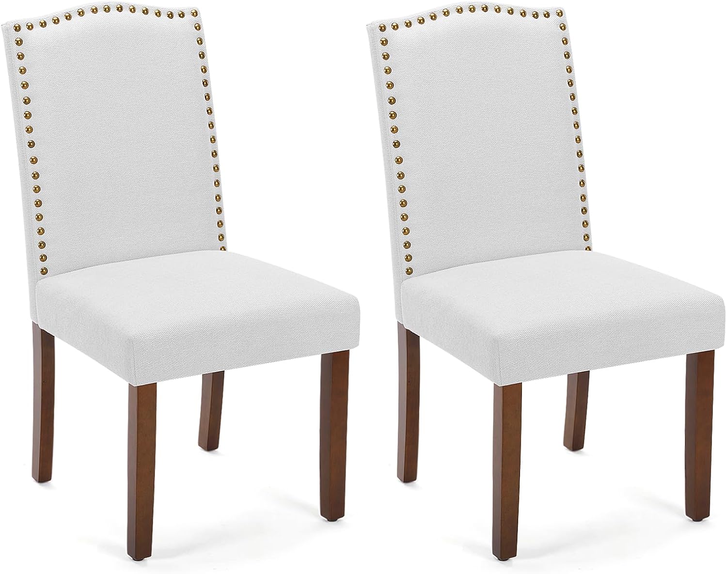 Sweetcrispy Dining Chairs Set of 2, Upholstered Fabric Mid Century Modern High-End Dining Room Side Chair with Nailhead Trim and Solid Wood Legs for Kitchen, Living Room, Grey