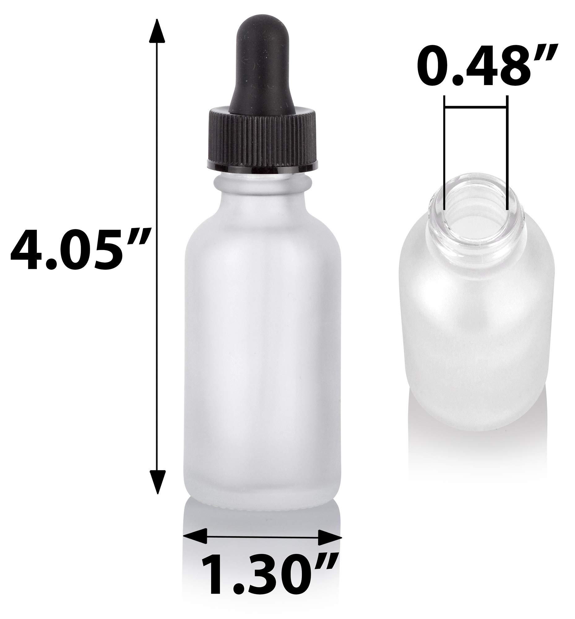 Boston Runde Tropfflaschen aus mattiertem Glas, 28 ml, inkl. Trichter und Etiketten für Kosmetik, Seren, ätherische Öle, Aromatherapie, Lebensmittelqualität, BPA-frei
