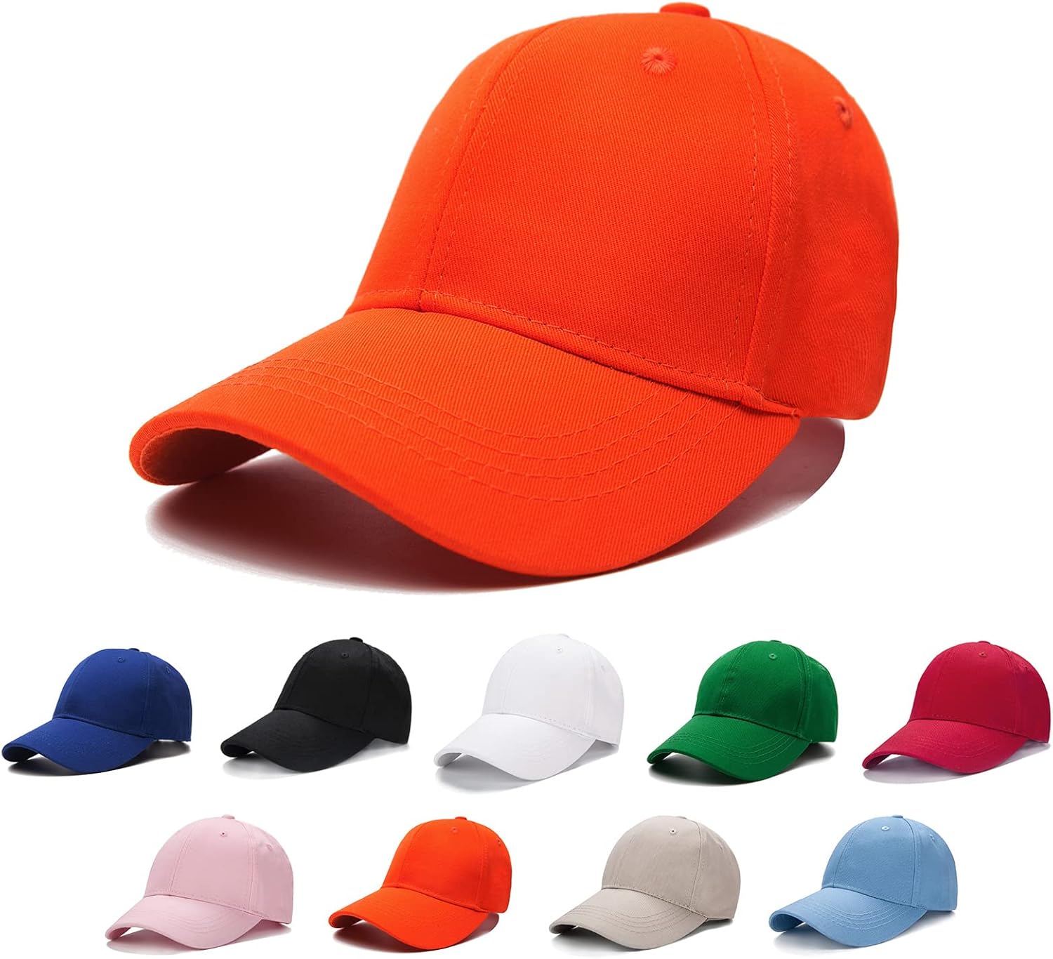 Edoneery Baseball Cap for Kids-Adjustable Washed Cotton Golf Toddler Hat for Boys & Girls Orange 3-8 Years