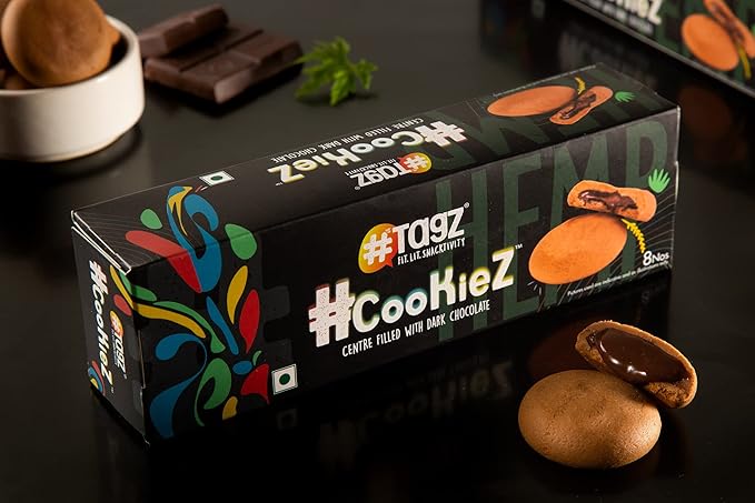 TagZ H@sh Cookies | Filled with Dark Chocolate | Made with Brown Sugar & Wheat Flour | Healthy Snack | (Pack of 6 with 7 Cookiez in Each Pack)