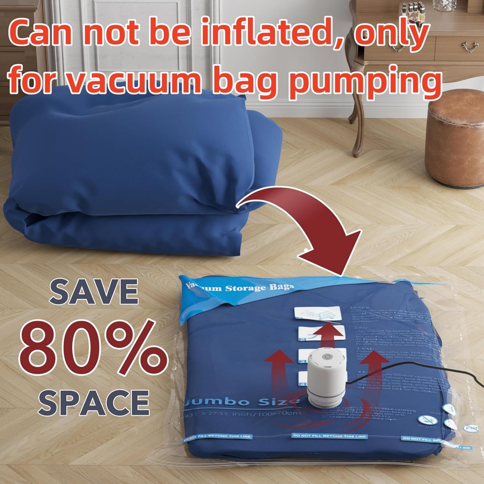 MEIQIHOME Pompa Elettrica Portatile da Viaggio, Pompa Sottovuoto per Vestiti, Pompetta per Sottovuoto, Pompa Elettrica per Sottovuoto Vestiti e Sacchetti