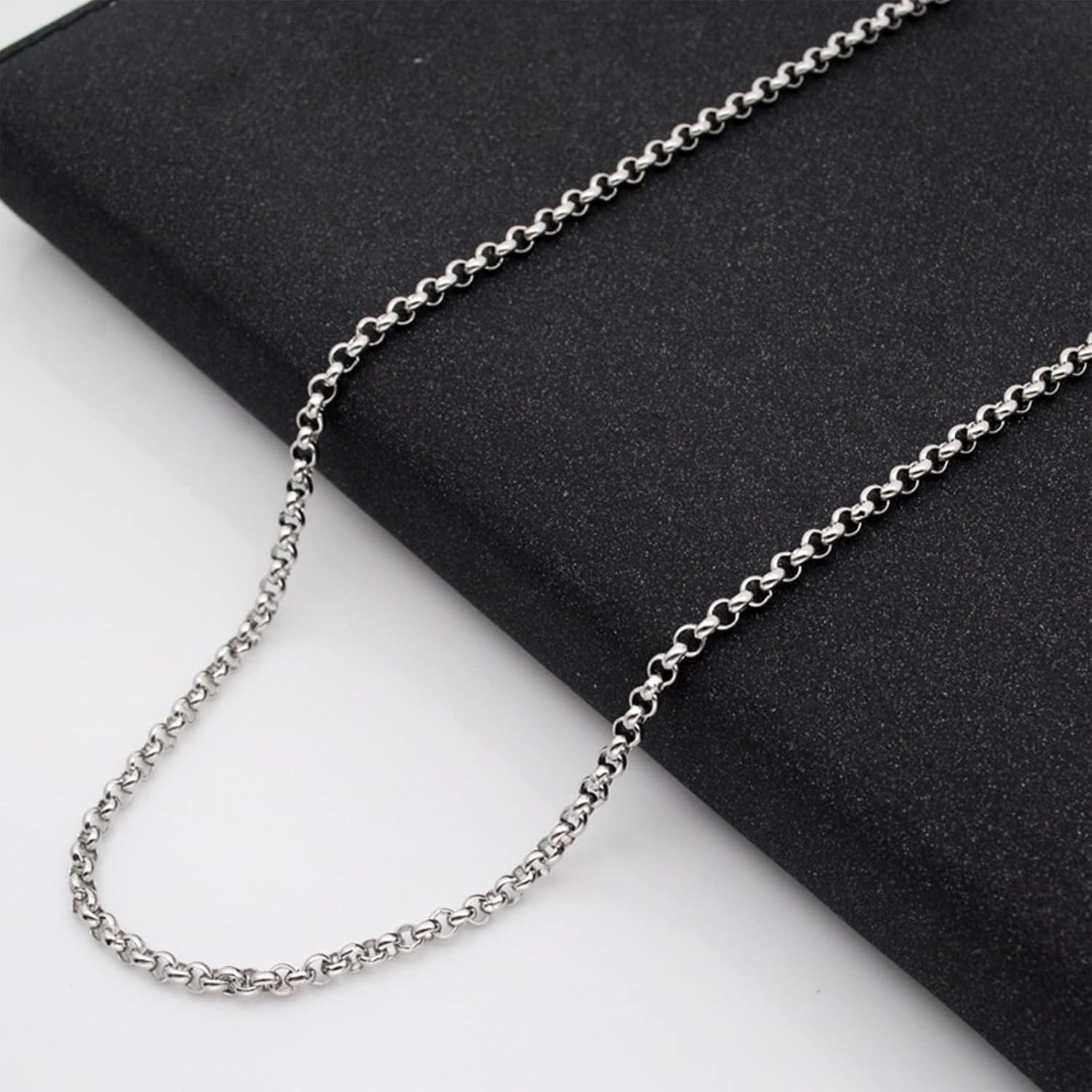 MRENITE Solid 18k Gold 1mm/1.1mm/1.3mm/3mm Round Rolo Cable Chain Necklace Gold Silver Chain Necklaces Lobster Clasp for Women 14" 16" 18" 20" 22" 24" 26" 28" 30"