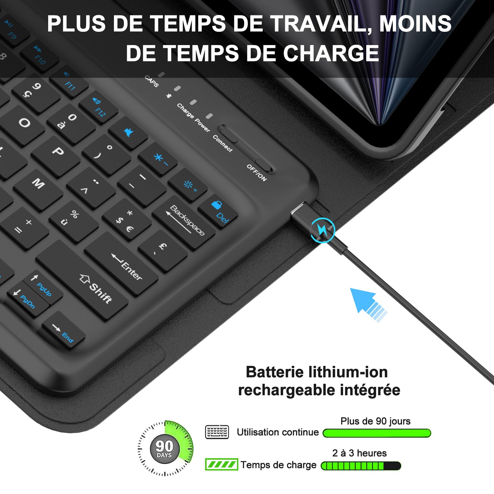 Coque Clavier WINCHKING Pour IPad Air 13 Pouces 2024/2025 - AZERTY, Trackpad, Aimants, Protection Complète