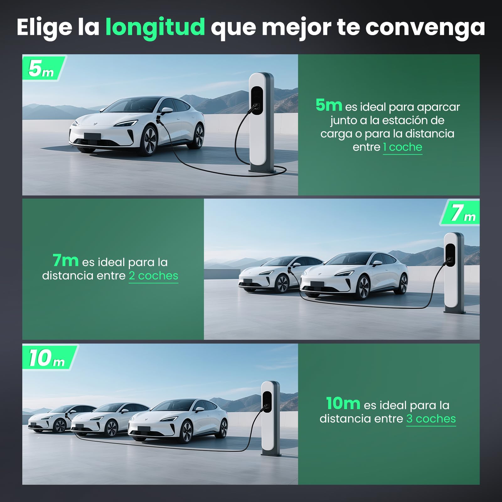 GONEO Cable de Carga Tipo 2 22kW 5M, 32A Mode 3, Cable de Carga para Coche Eléctrico Tipo 2 y 3 Fases para E Auto EV/PHEV Tipo 2 a Tipo 2 con Bolsa de Transporte