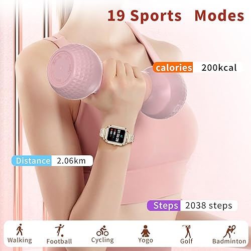 Miniatura 9 de GADIXY Relojes inteligentes para mujer con diamantes (respuestahacer llamadas), pantalla táctil HD de 1.29 pulgadas, reloj inteligente Android,