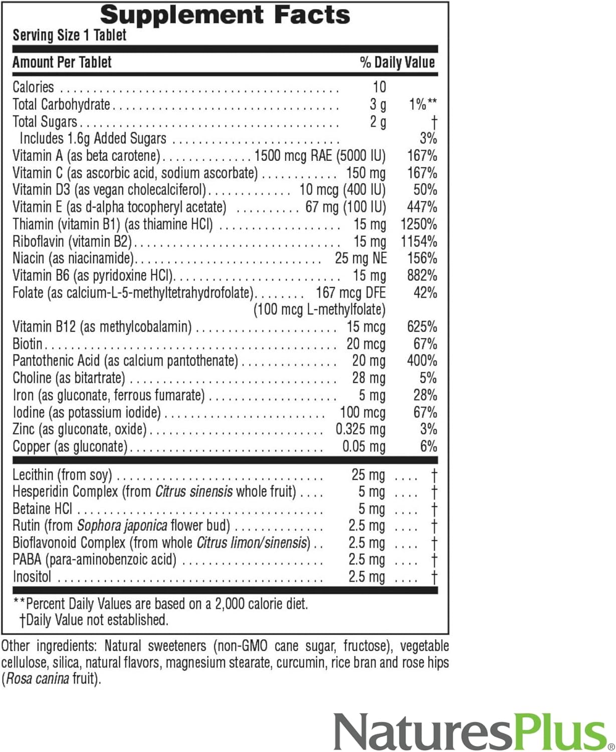 NaturesPlus Adult's Chewable, Pineapple Flavor - 180 Tablets - Multivitamin & Mineral - Vegan, Gluten Free - 180 Servings