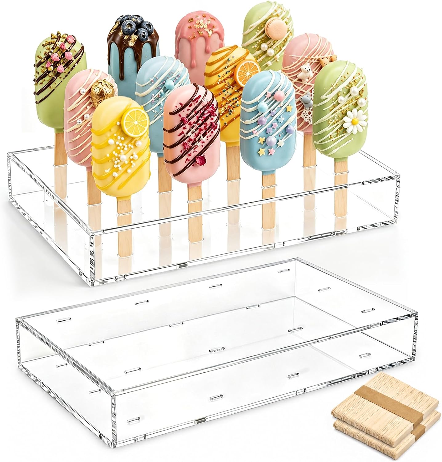 Okllen 2 Pack Cakesicle Stand Display, Acrylic Cakesicle Stan