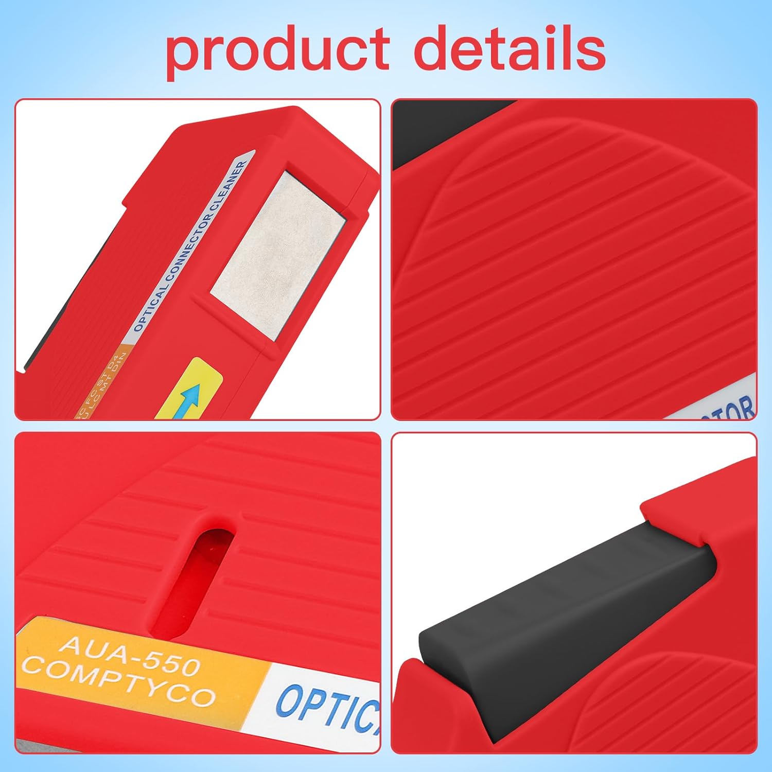 3PC Fiber Cleaner Box - FTTH Fiber Optic Cleaning Box for FC & SC & LC End Faces & Optical Connectors -More Than 500 Times Anti Static Clean Swab, Red