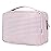 Narwey Small Hanging Travel Toiletry Bag for Women, Travel Bag for Toiletries, Makeup Bag Organizer Cosmetic Bags Make Up Bags for Girls (Dusty Pink Stripe)