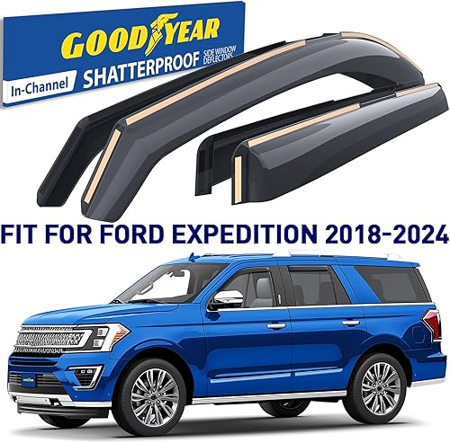 Miniatura 2 de Goodyear GY003494 - Deflectores de ventana inastillables para Ford Expedition 2018-2023, protectores de lluvia, viseras de ventana para automóviles,