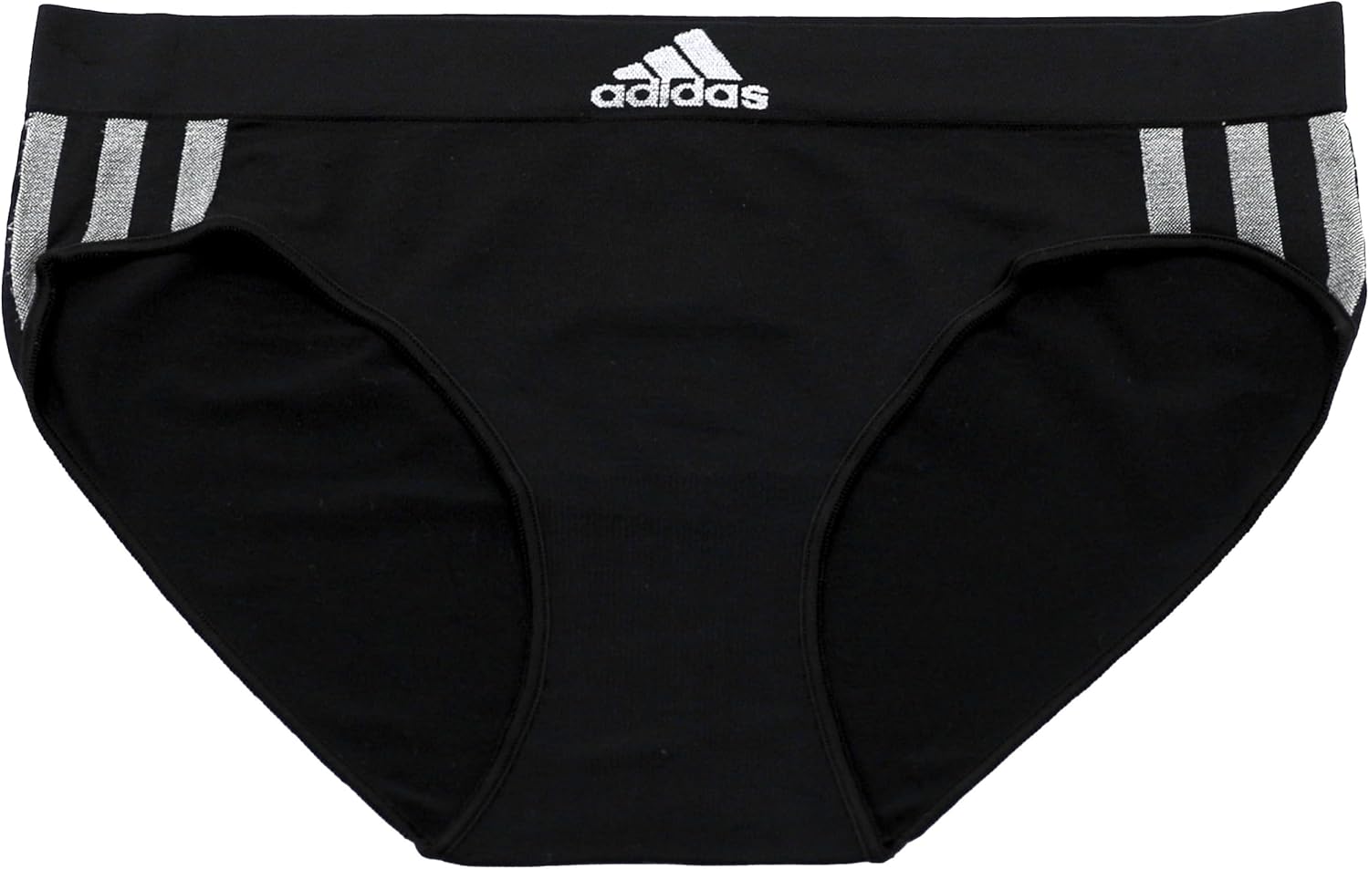 adidas Underwear for Women, Seamless Brief Panties 3-pack, Vivid Red Logo/White Stripes/Black Stripes, Small