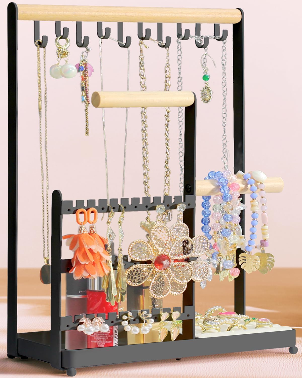 GMPAJHL Jewelry Organizer Stand - Multi-Functional Display With Ring Dish & Perfume Tray - View #14