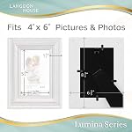 Langdon House 4x6 (10x15 cm) Cadres en bois véritable (blancs et dorés) - Accents d'or 2 Pack), cadre photo en bois de style country français 4 x 6, Collection Lumina Langdon House Cadre photo en bois de style français, convient 4 x 6 photos pour montage mural et onglet