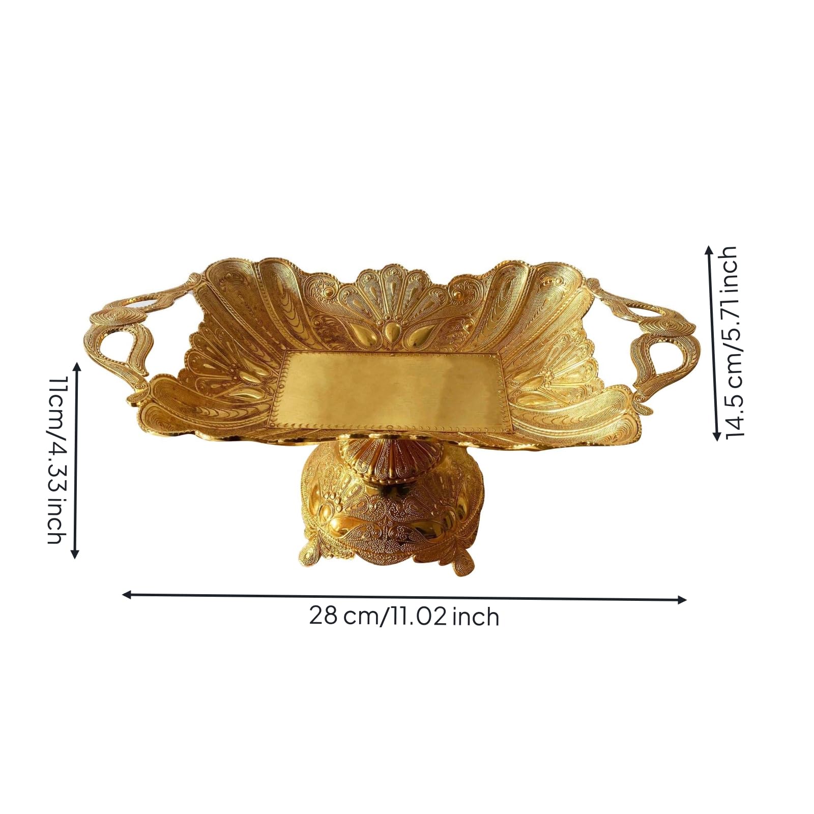rockible Bandeja con Pedestal Vintage Vajilla | Estilo Clásico Elegante, Bandeja para Servir con Pedestal, Metálica, Fiestas, anfitrionas, S