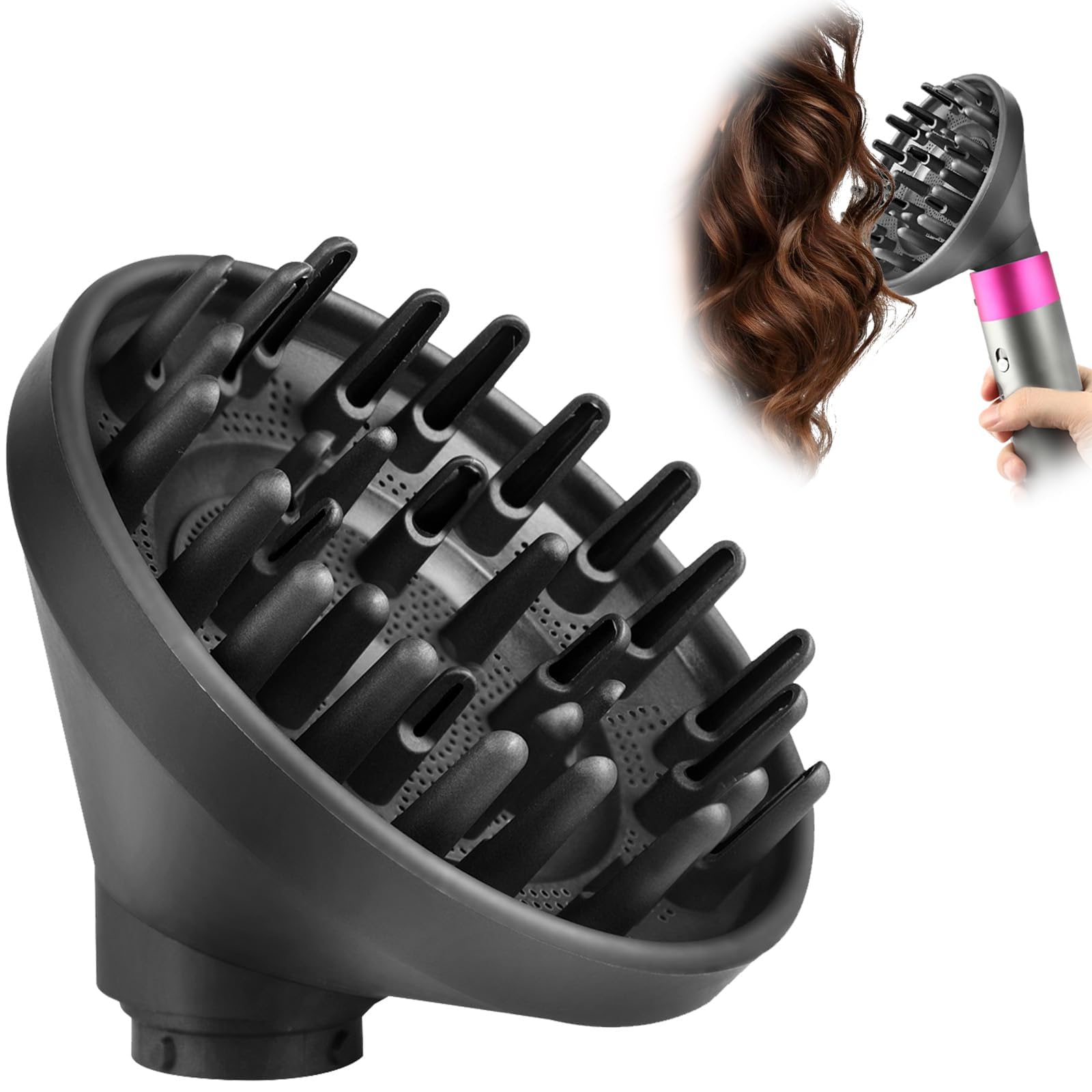 Hair Diffuser Attachment for Dyson for Airwrap HS05 HS03 HS01, Portable Hair Dryer Diffuser Nozzle Converting for Airwrap Styler To Hair Dryer Black