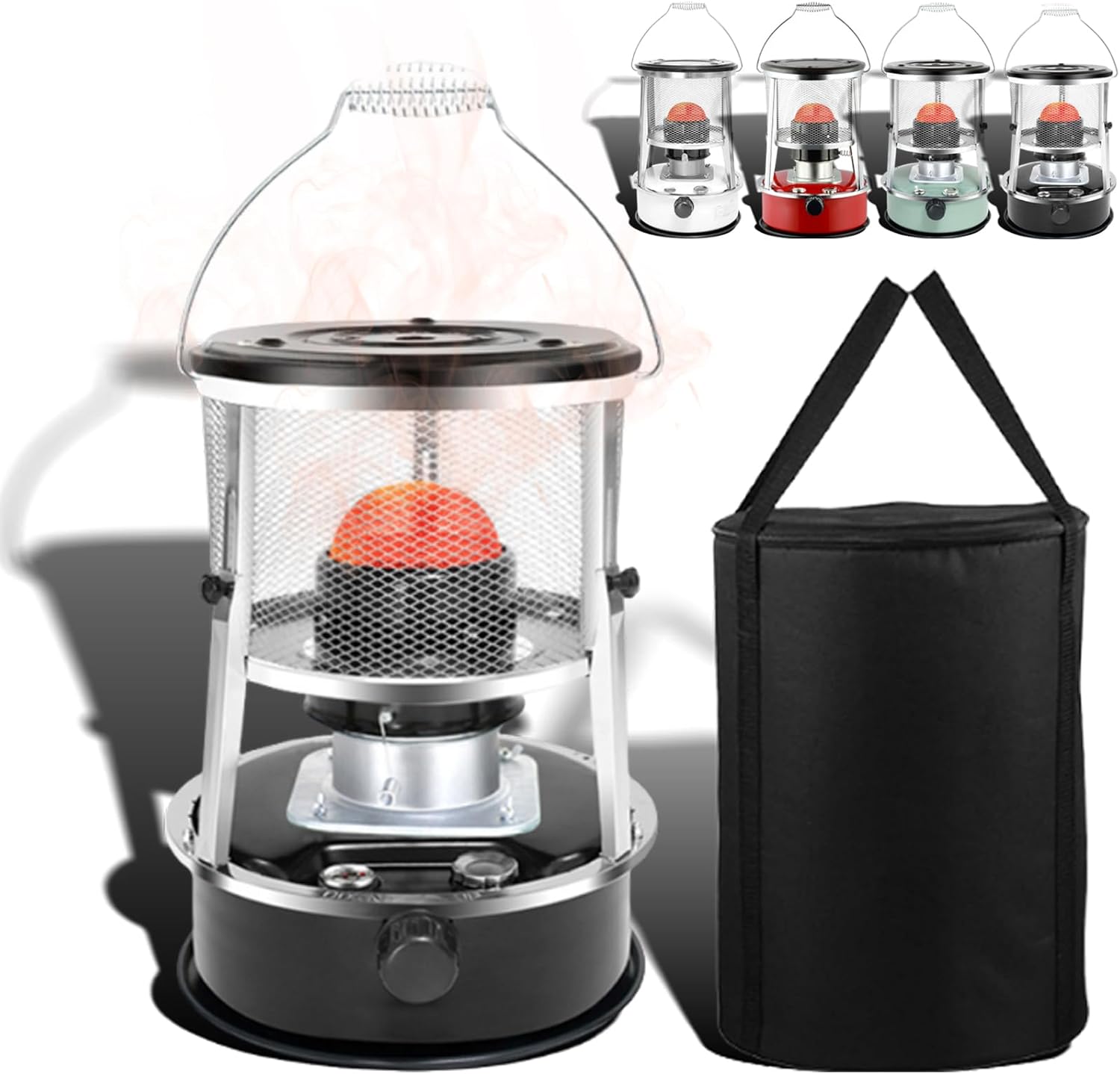 Non Electric Heaters for Indoor, 9000 Btu(Lasts 18 H) Kerosene Heater Indoor for Large Rooms, Portable Heater for Power Outage, Suitable for Camping, Garage, Emergency Heat & Cooking (Black)