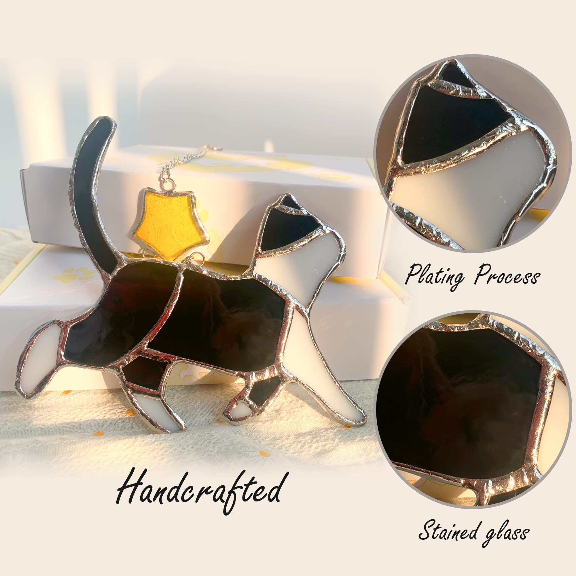 Attrape-soleil Chat En Vitrail : Ornement Commémoratif, Cadeau De