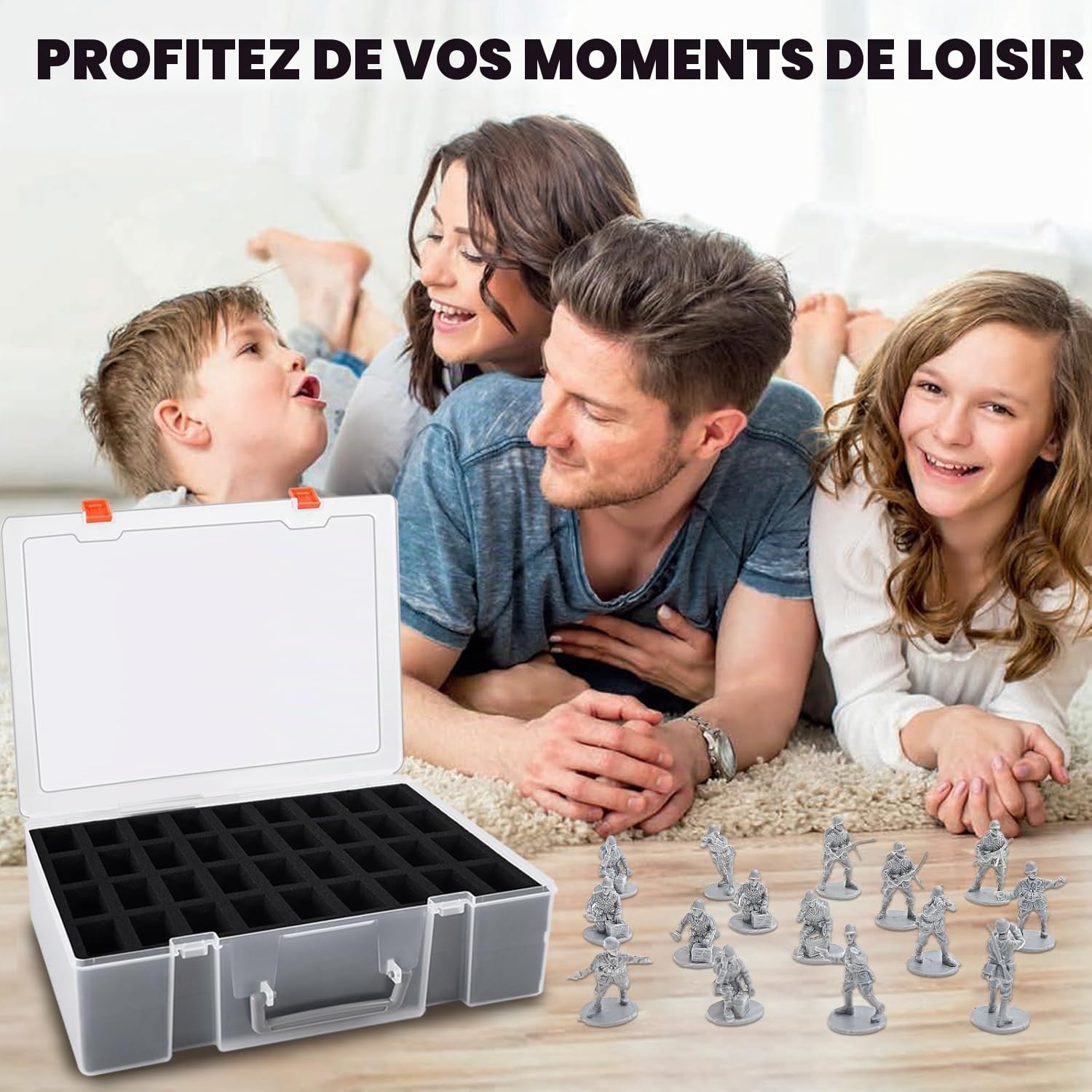 Lot de 2 Rangement Miniature Robuste Mallette de Transport pour Figurines - 144 Emplacements Mallette Robuste pour Figurines avec 2 Couches de Mousse, Compatible avec Warhammer 40k