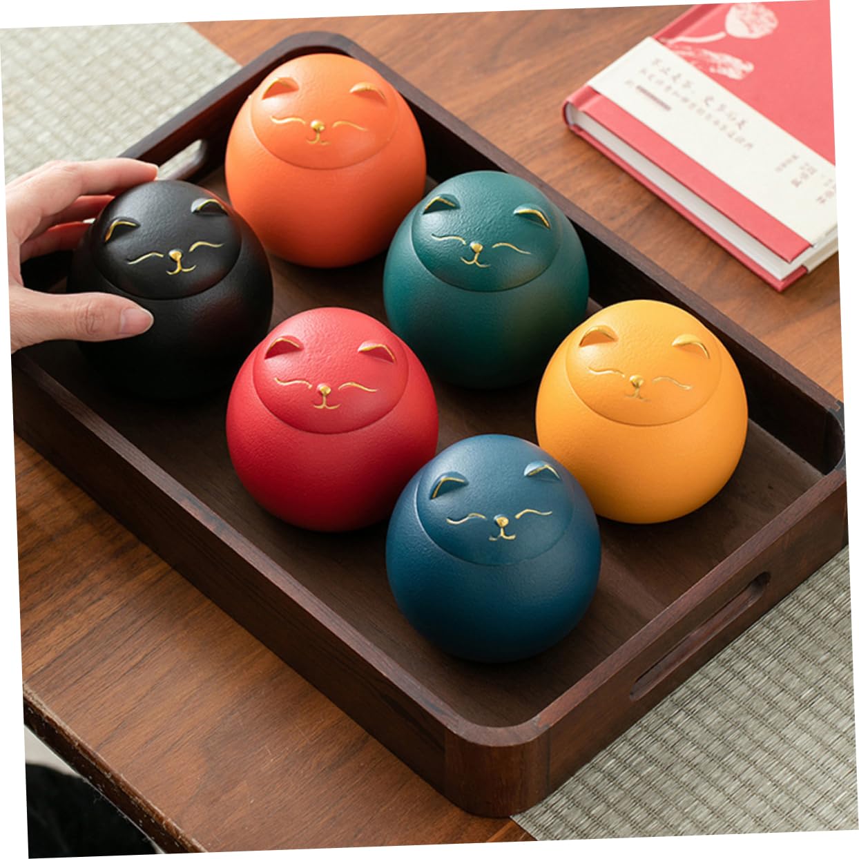 Amazon｜セラミック気密ジャー セラミックティージャー 蓋付き猫
