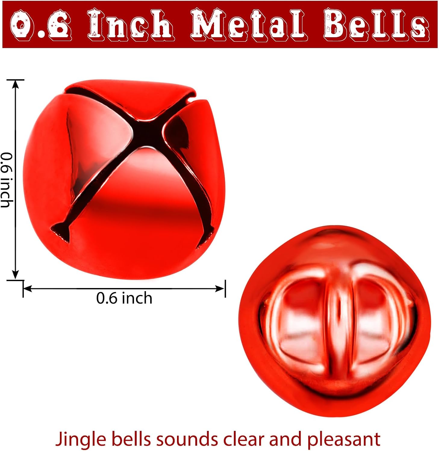 Jingle Bells for Crafts, 120 Pcs Large Jingle Bells Bulk, 0.6 Inch Christmas Craft Bells for DIY Festival Home Wreath Christmas Party Decoration (red)