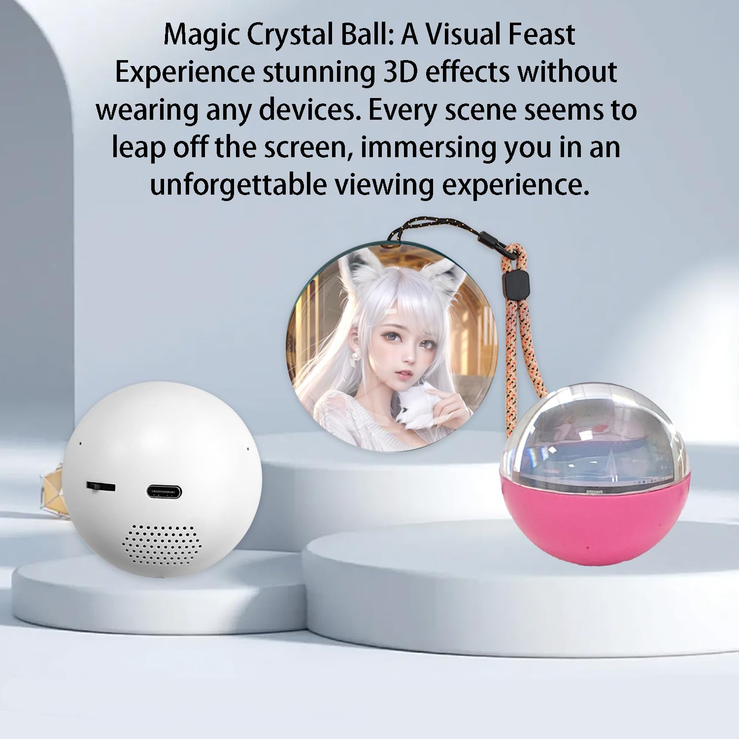 Memory Sphere, Kristallkugel-Videoplayer, personalisierte Kugel mit Foto und Licht, für Jubiläum, Geburtstag, Hochzeit leuchtende Kugel White