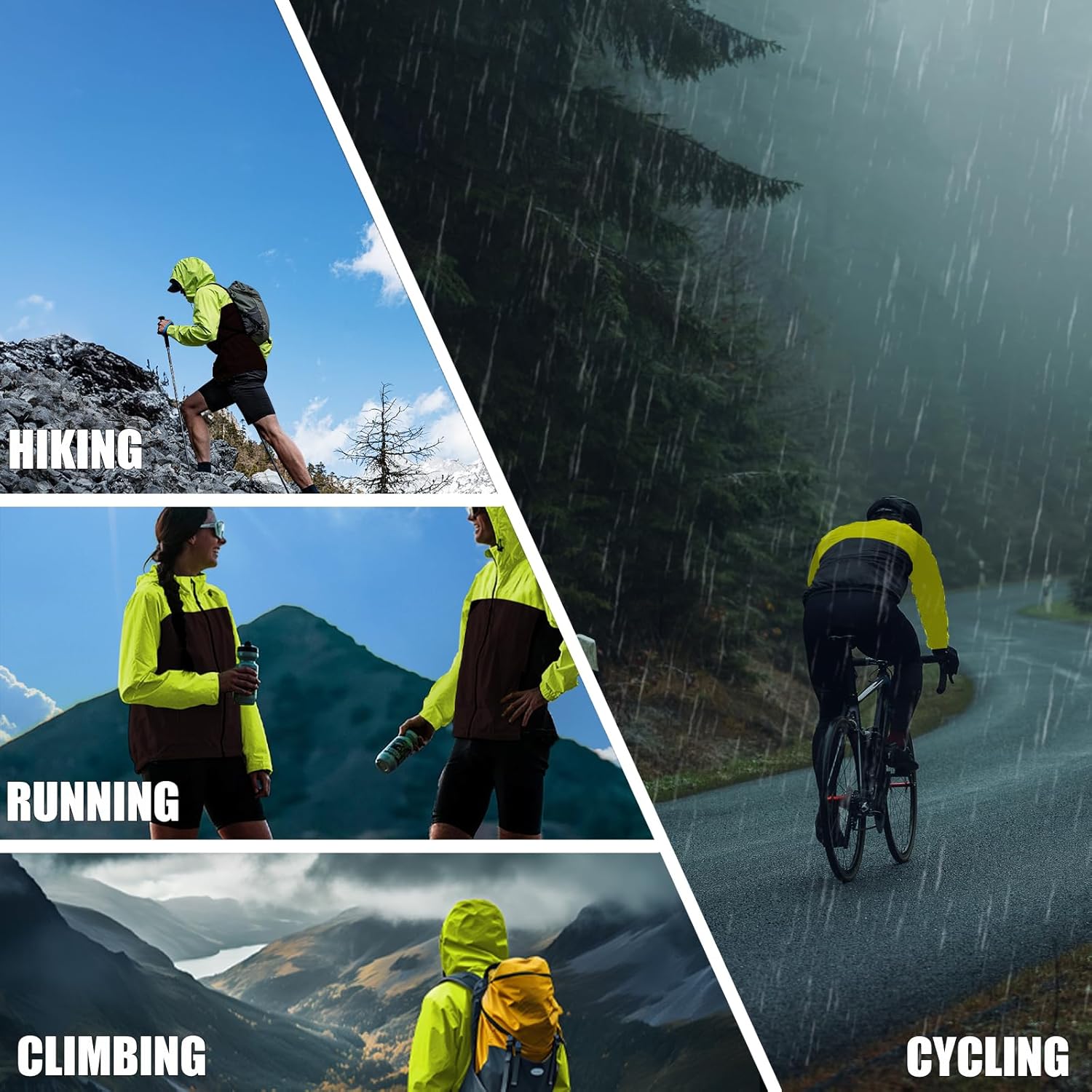 Men's Cycling Jacket Waterproof Windbreaker with Detachable Running Hiking Cycling Vest Packable Reflective - Image 6
