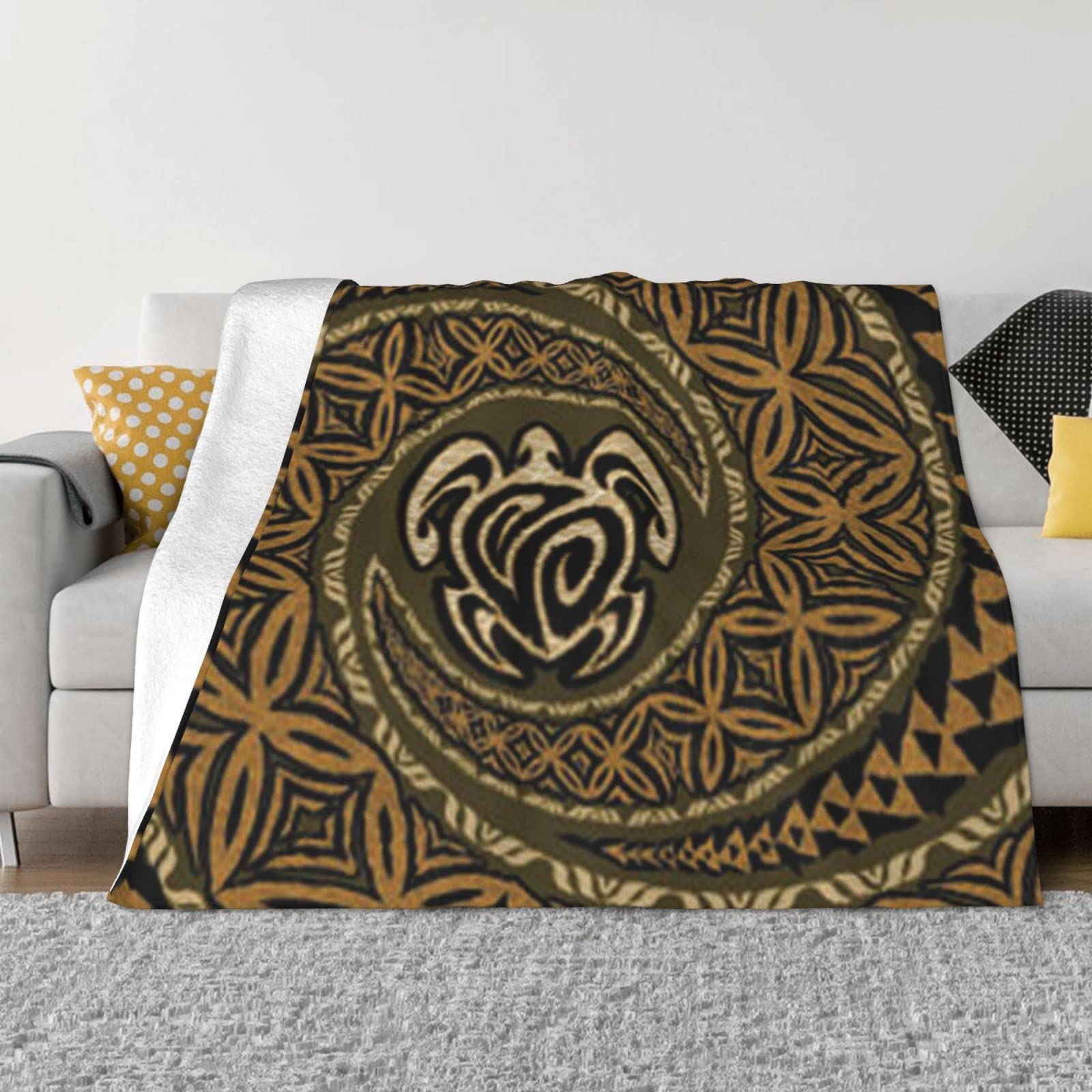 Couverture chaude pour canapé et lit à motif Honu tapa