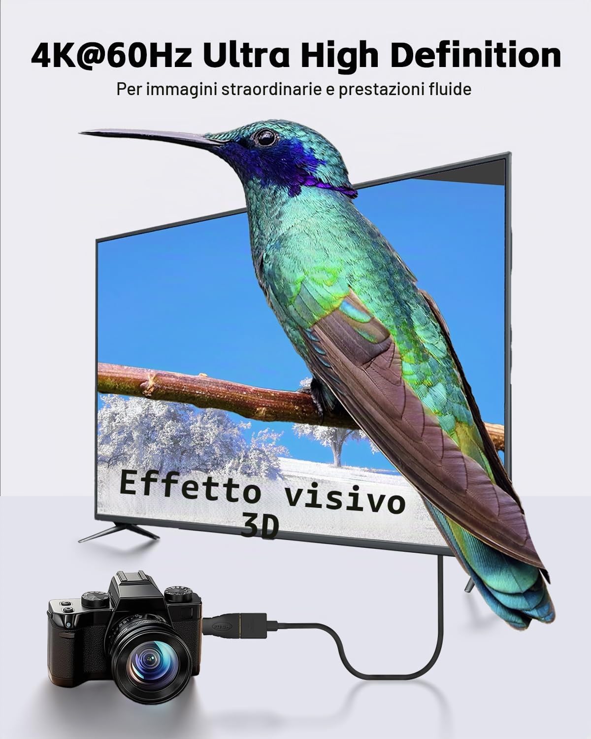 VCE Adattatore Mini HDMI Maschio a HDMI Femmina, Connettore Mini HDMI Placcato Oro, Prolunga HDMI 3D&4K 2 Pezzi