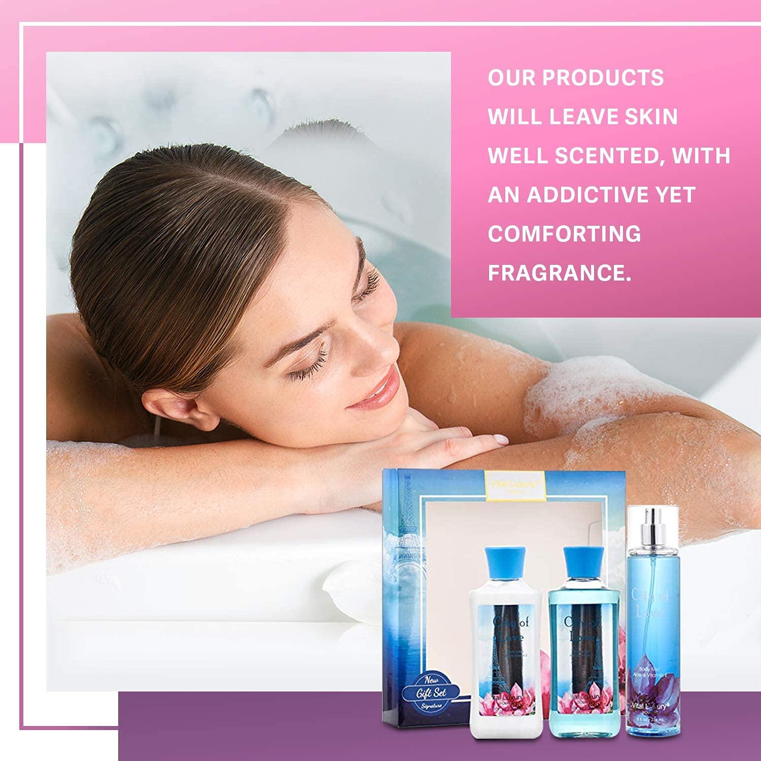 Bath & Body Care Gift Set - Home Spa Set with Body Lotion, Shower Gel and Fragrance Mist (City of Love) 9 Bath & Body Care Gift Set - Home Spa Set with Body Lotion, Shower Gel and Fragrance Mist (City of Love)