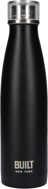 Built 5234710 Perfect Seal Double-Walled Insulated Stainless Steel Water Bottle, 480 ml, Matte Black