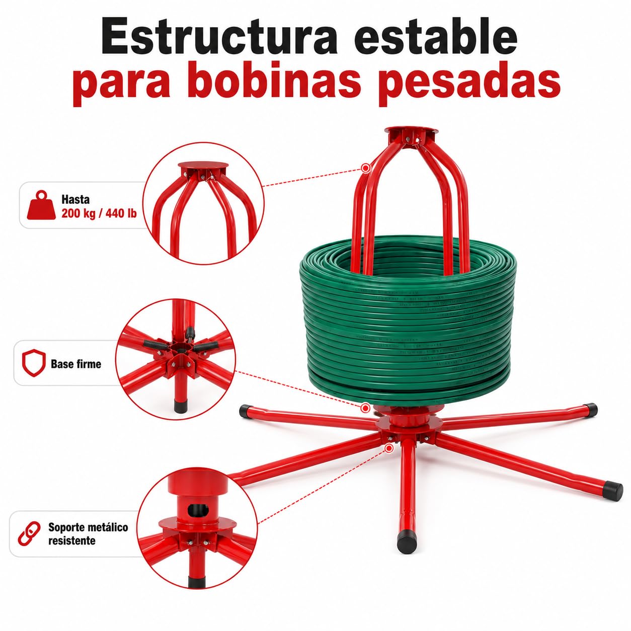 Desenrollador de Tubos para Suelo Radiante 16-32 mm, Enrollador PEX/PERT/AL-PEX con Soporte de Pie, Capacidad 200kg, Diámetro Ajustable y Bolsa de Transporte