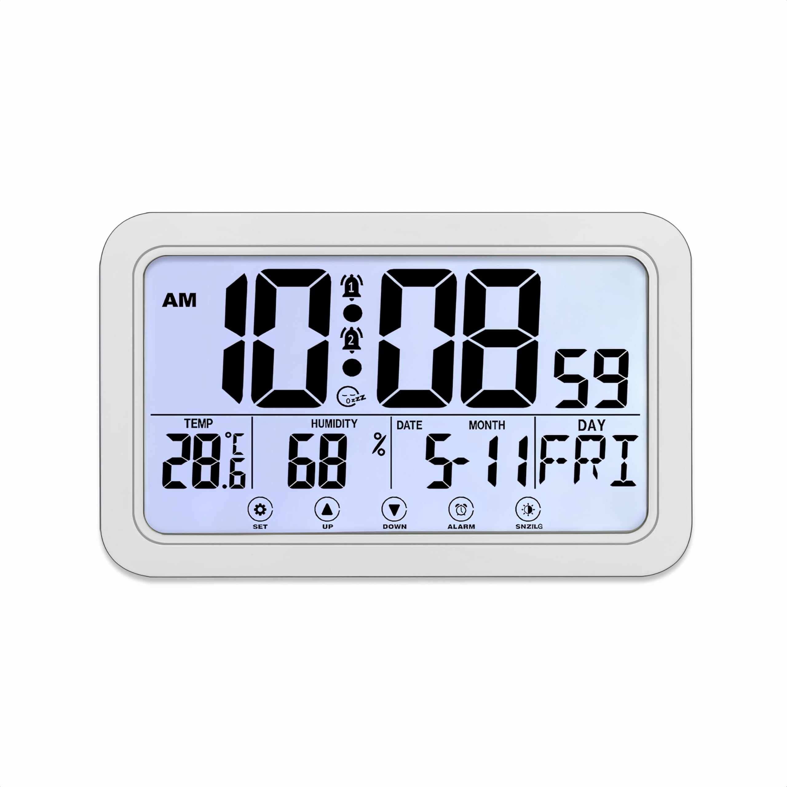Réveil tactile pour ne plus rater l'alarme avec affichage humidité et heure