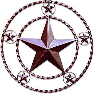 Metal Wall Star Home DÃ©cor - HEAVY DUTY Iron Metal Stars for Outdoor, Large Texas Rustic Vintage Stars, Farmhouse Barn Themed Western Country Art for Kitchen, Bathroom or Outside of House (Brown)