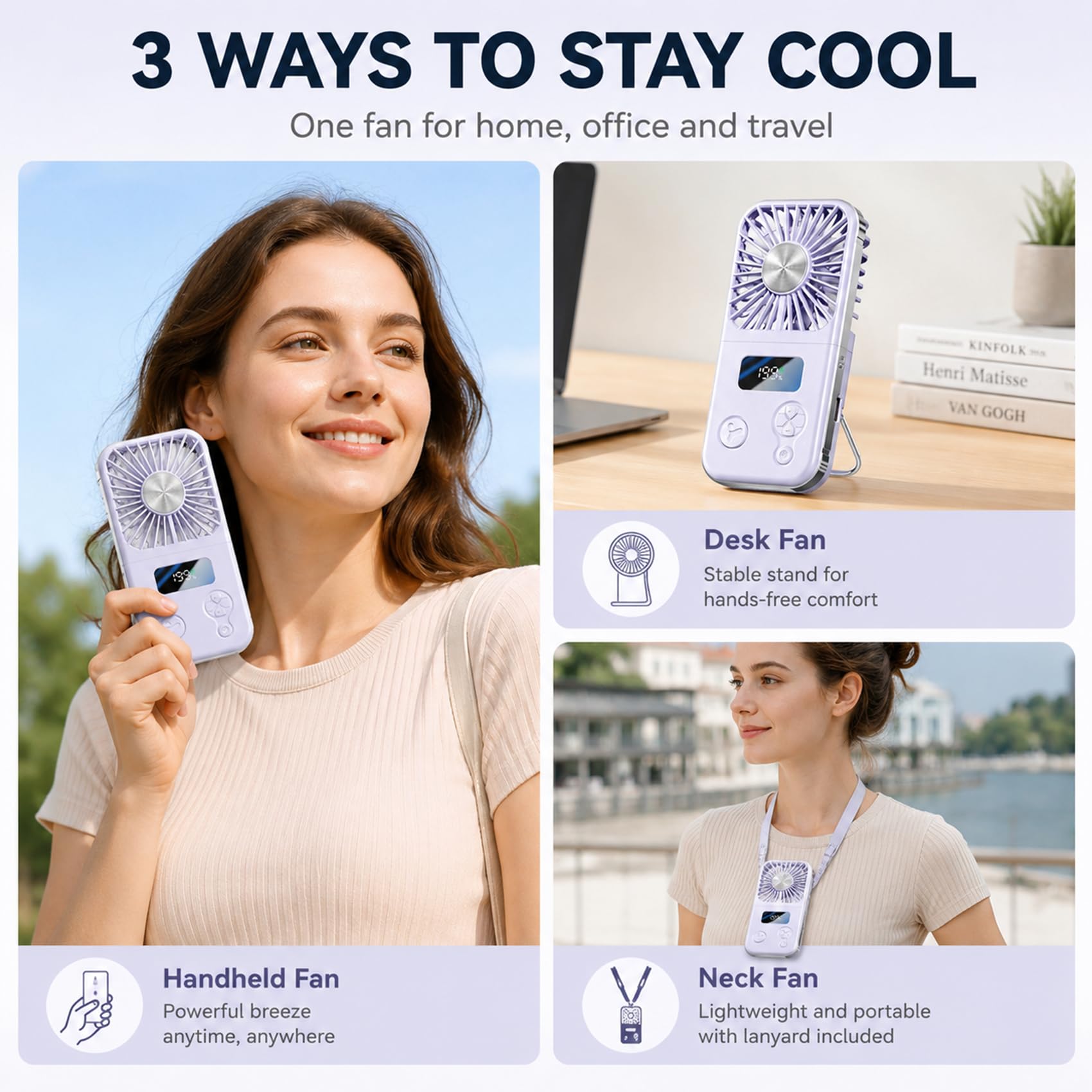 Handheld Fan Rechargeable, Portable Mini Fan with Ice Cooling Plate, 199 Speeds Foldable Hand Held Fan - Image 5