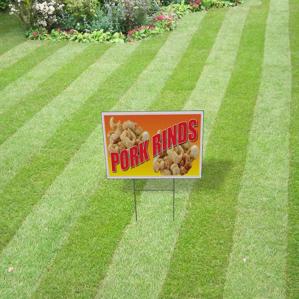 Weatherproof Yard Sign Pork Rinds Restaurant Cafe Bar A Brown Lawn Garden Foodmarts 18x12 Inches 2 Sides Print