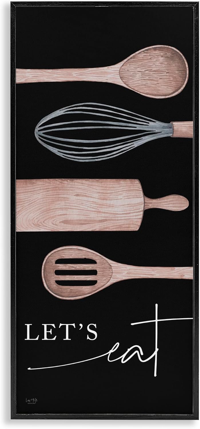 Stupell Industries Let's Eat Varied Kitchen Cooking Utensil Phrase Framed Wall Art, Design By Lux + Me Designs