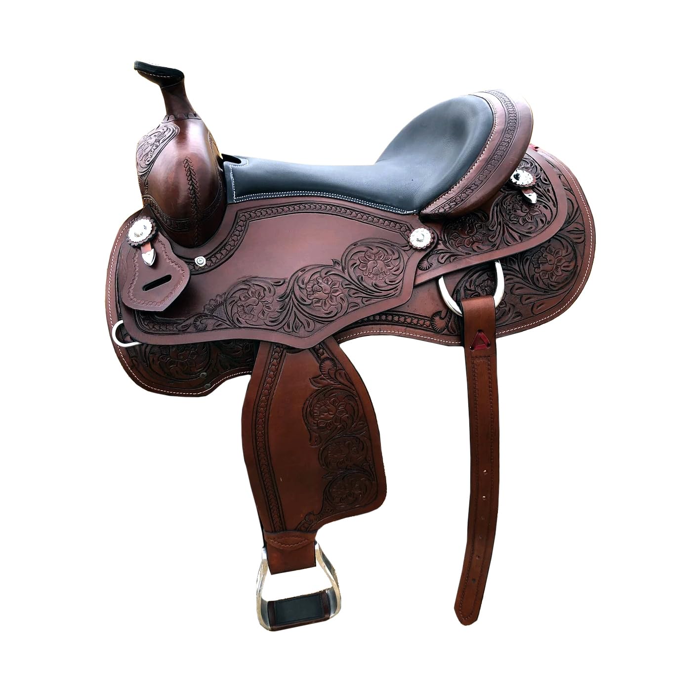 Deep Seat Western Barrel Racing Horse Show Saddle Floral Tooled Tack Set ME-WLS-101