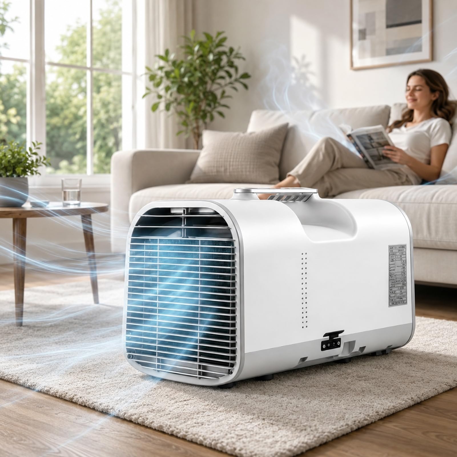 LYJIANGXIN Portable Air Conditioner 4400 BTU 5100 BTU, Mini Mobile AC Unit with Remote Control, 4-in-1 Cooling Fan Dehumidifier Sleep Mode, Auto-Evaporation, for Camping, RV, Tent and Small Rooms