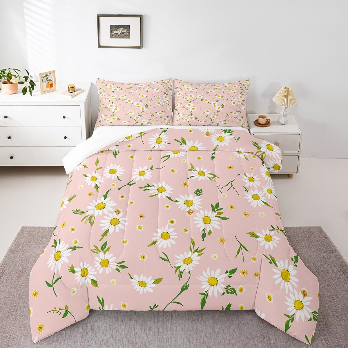 Juego de ropa de cama floral de dos piezas para renovar dormitorio juvenil