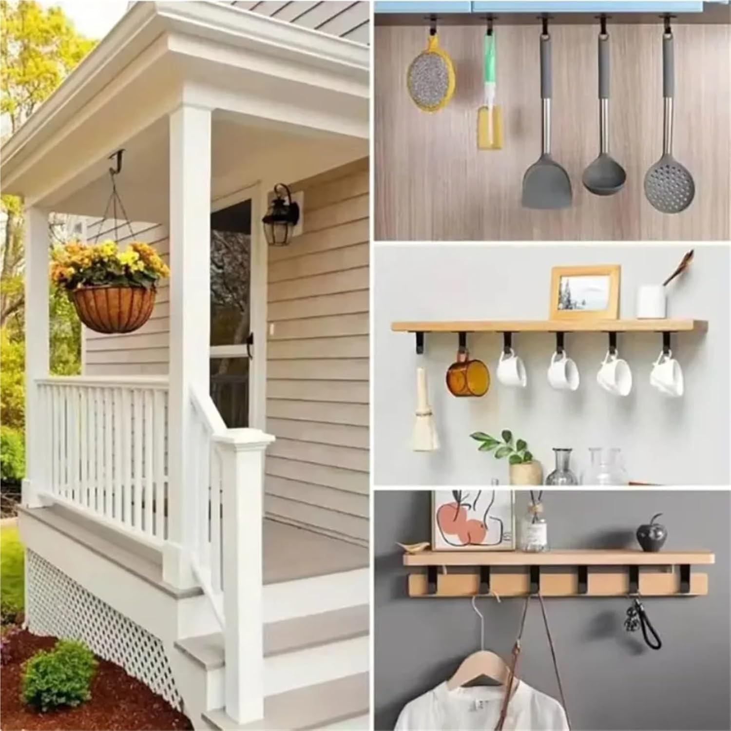 Closet Rod Brackets 50Pcs Stainless Steel Screw Mounted Ceiling Hooks Heavy Duty Hanger for Bathroom Cabinet Garage for Closet Bathroom