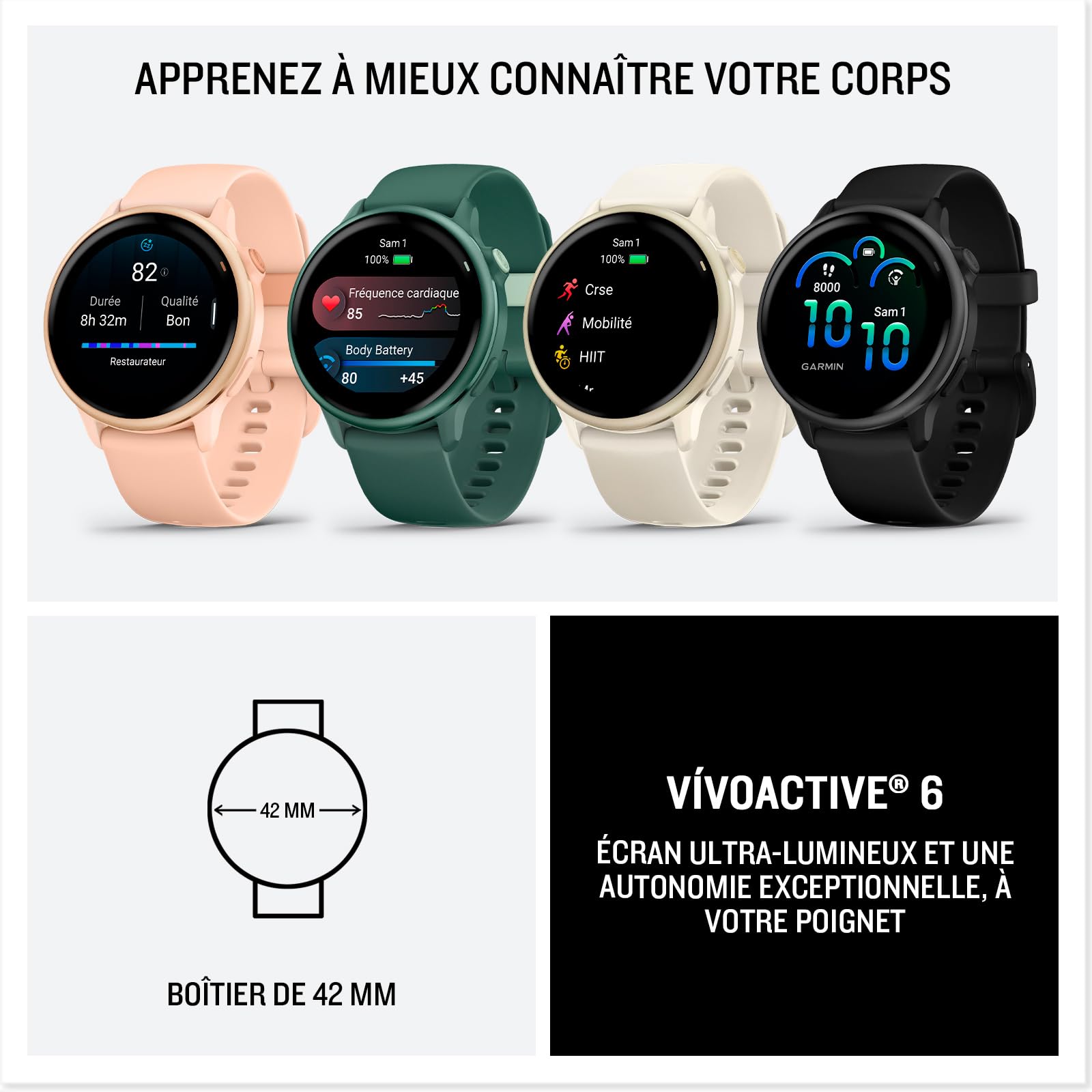 Garmin vívoactive 6 - Montre connectée avec GPS Forme & santé avec écran Ultra-Lumineux