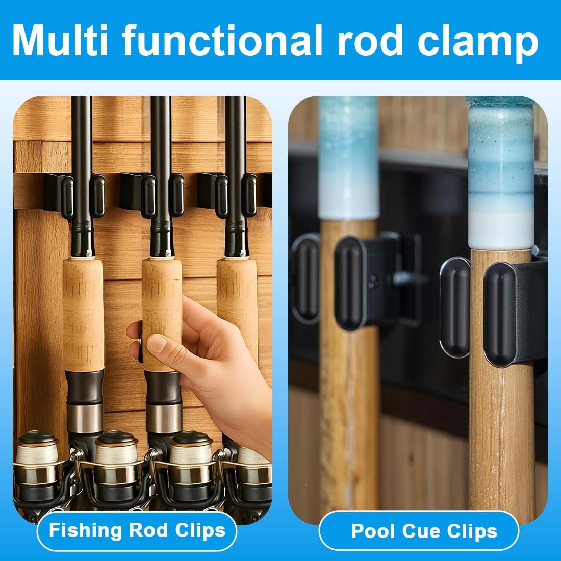 20 Piezas Soporte para Tacos de Billar Snooker,Estante para Tacos de Billar Sticks,Taco de Billar de Plástico Clip,Estantes de Almacenaje de Caña de Pesca,Accesorios de Billar