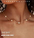 ZHESHY Dainty Colliers en or argenté pour les femmes Non tarnish tendance 14K Collier de Zirconia Cubic plaqué or Cute Butterfly Heart Station Collier de Choker Stack pour mariage