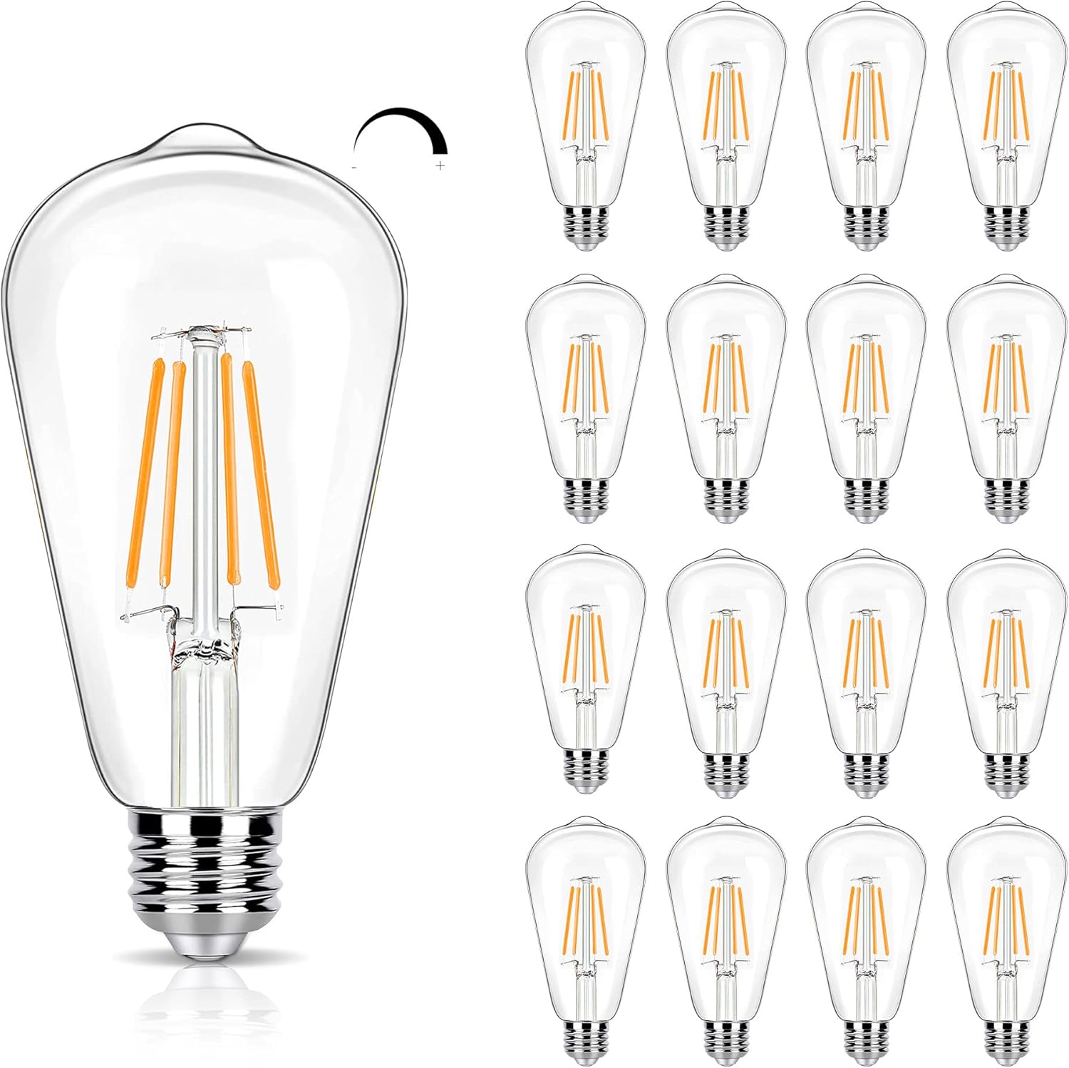 12 Pack Dimmable LED Light Bulbs 40 Watt Equivalent, ST19 Vintage E26 Edison Bulbs, 2700K Soft Warm White 4W LED Bulbs, Antique Filament Decorative Light Bulbs for Light Fixtures