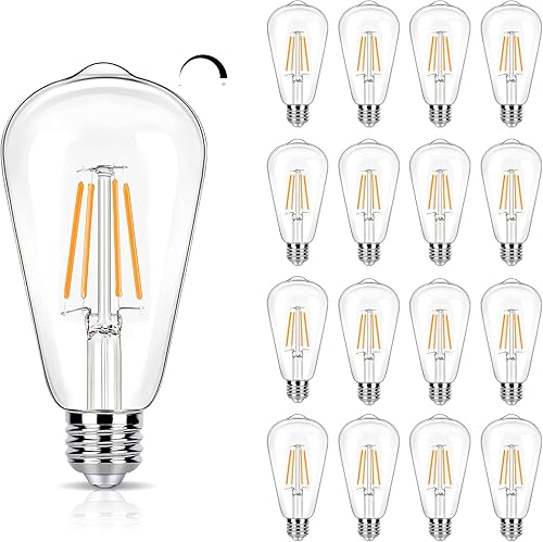 Miniatura 9 de Paquete de 16 Bombillas LED Edison Equivalente a 40W, Bombilla de Filamento LED Regulable de 4W, Bombilla de Luz ST19 5000K Luz de Día, 450LM E26