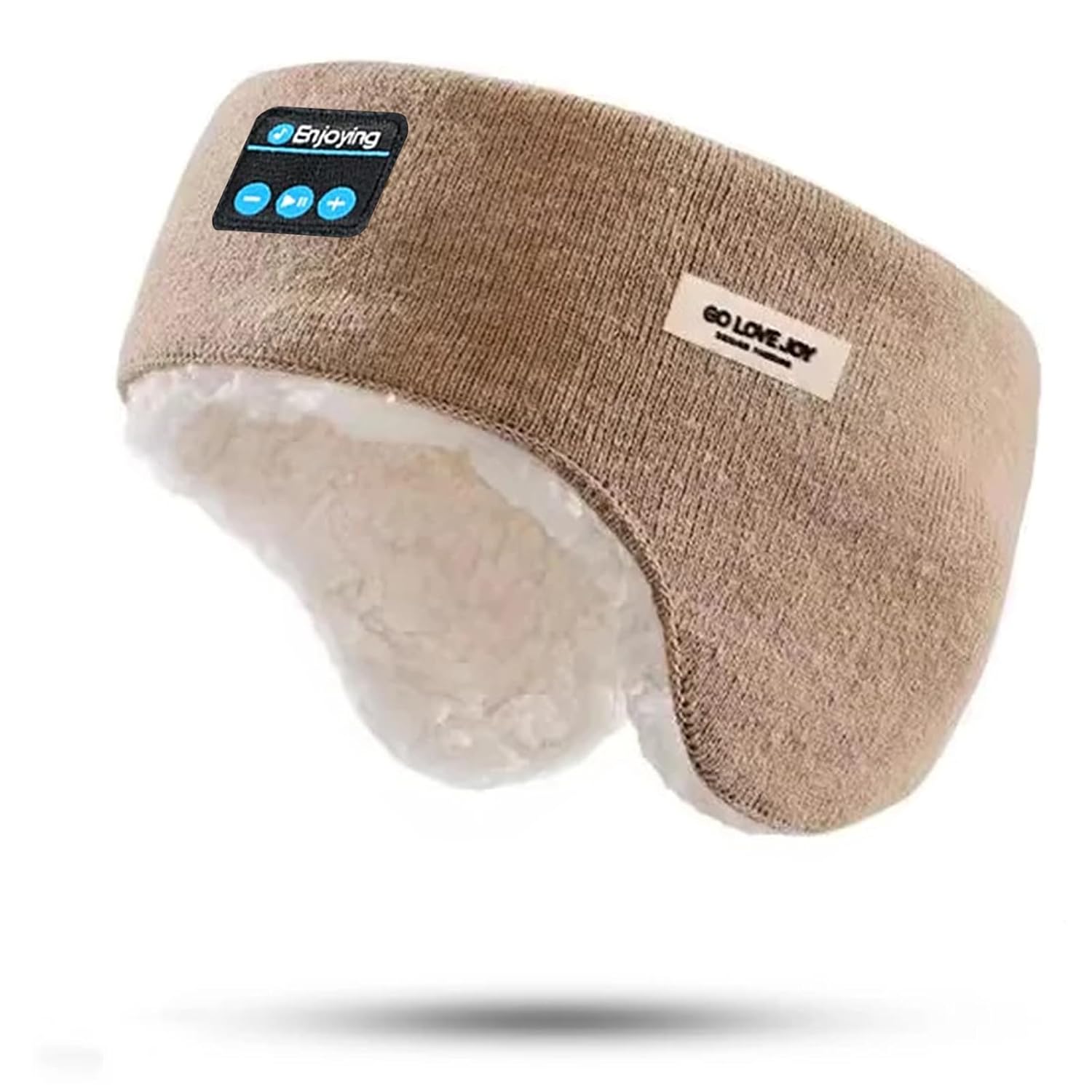 Bluetooth Headband Headphones Double-Layer Ear Warmer for Men Women Winter Cold Weather Wireless Music Fleece Lined Ear Muffs Outdoor Sports Running Cycling (Camel)