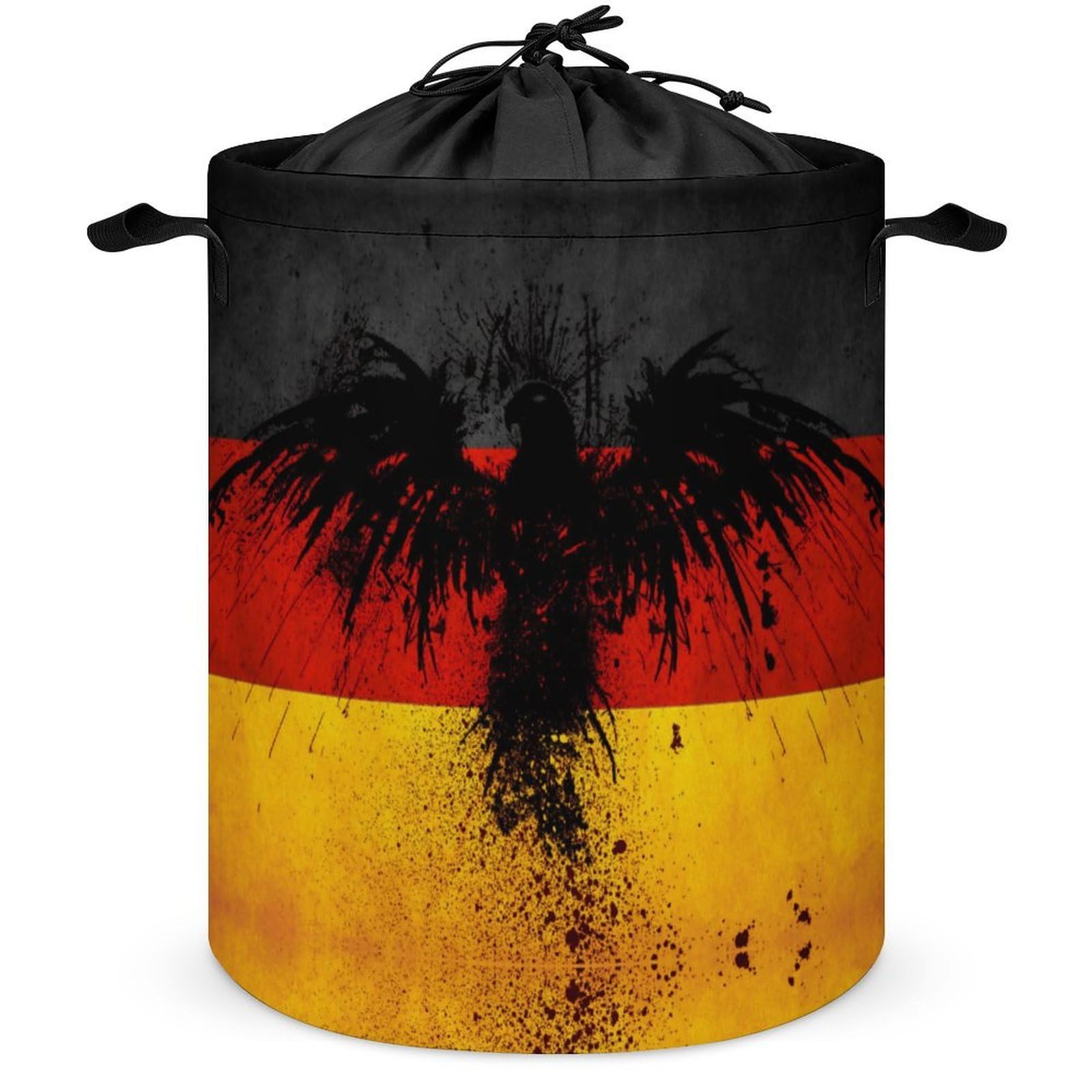 Qjjinxior Drawstring Laundry Hamper, Germany Flag Eagle Laundry Basket, Washing Basket with Handle