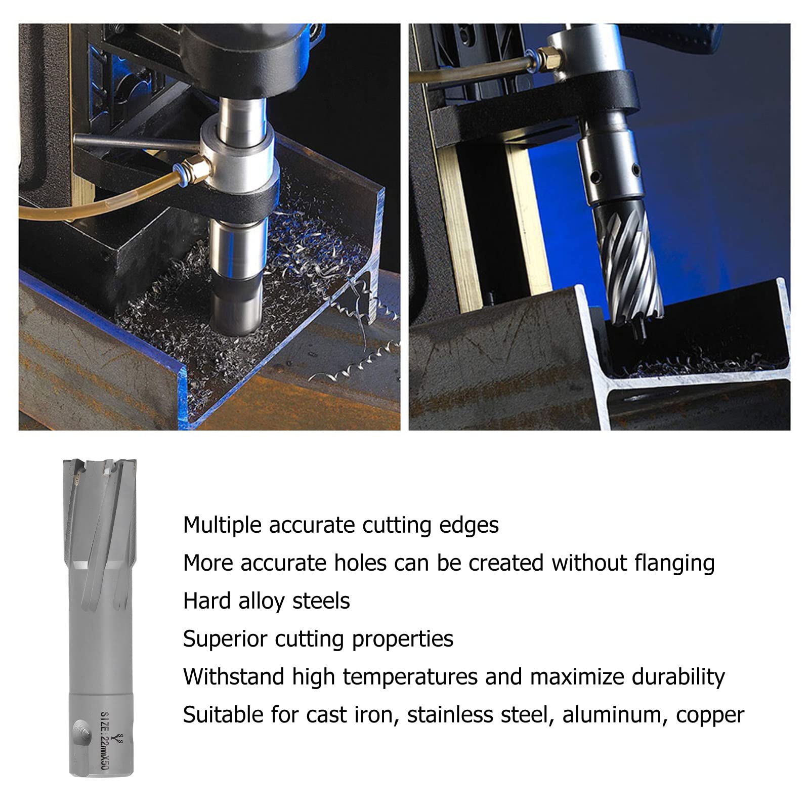 Annular Cutter Hollow Drill Magnetic Drill Steel Plate Drill Core Drill Bit Depth Metric Carbide prep$ Hollow Core Drill Bit (22mm)